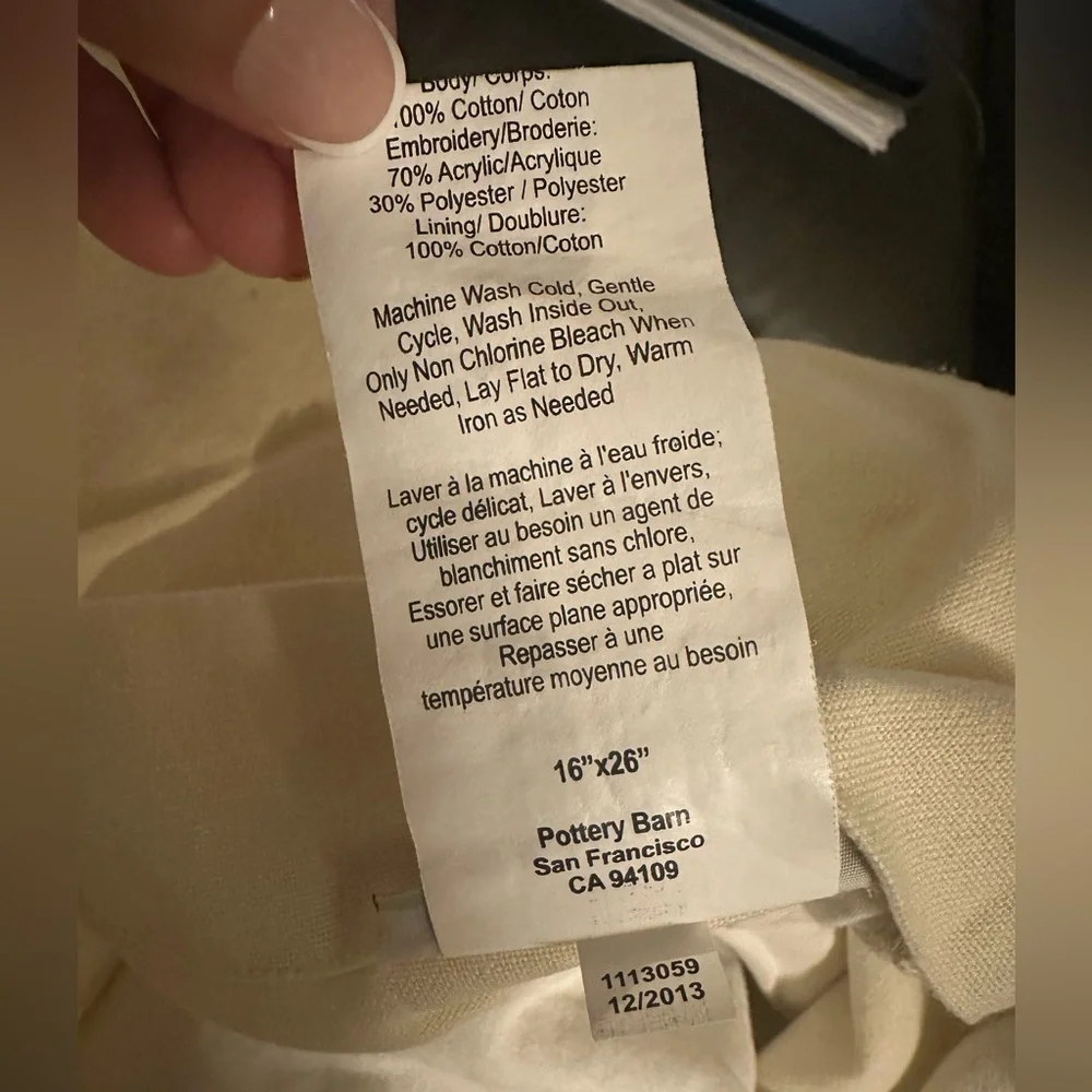 Pottery Barn Cream Fabric